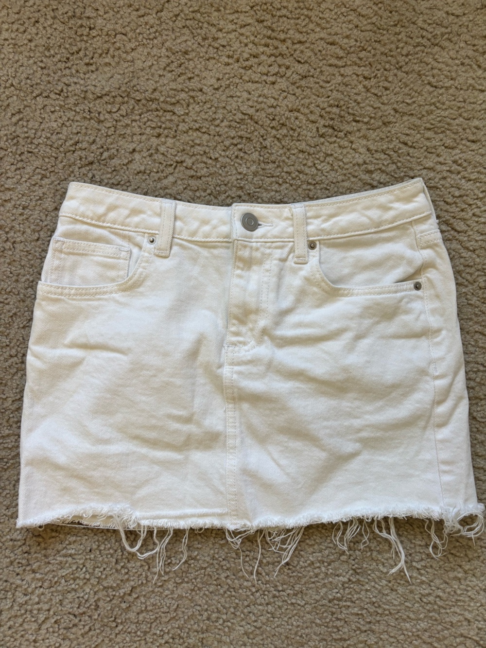 Nordstrom White Denim Mid-Rise Skirt
